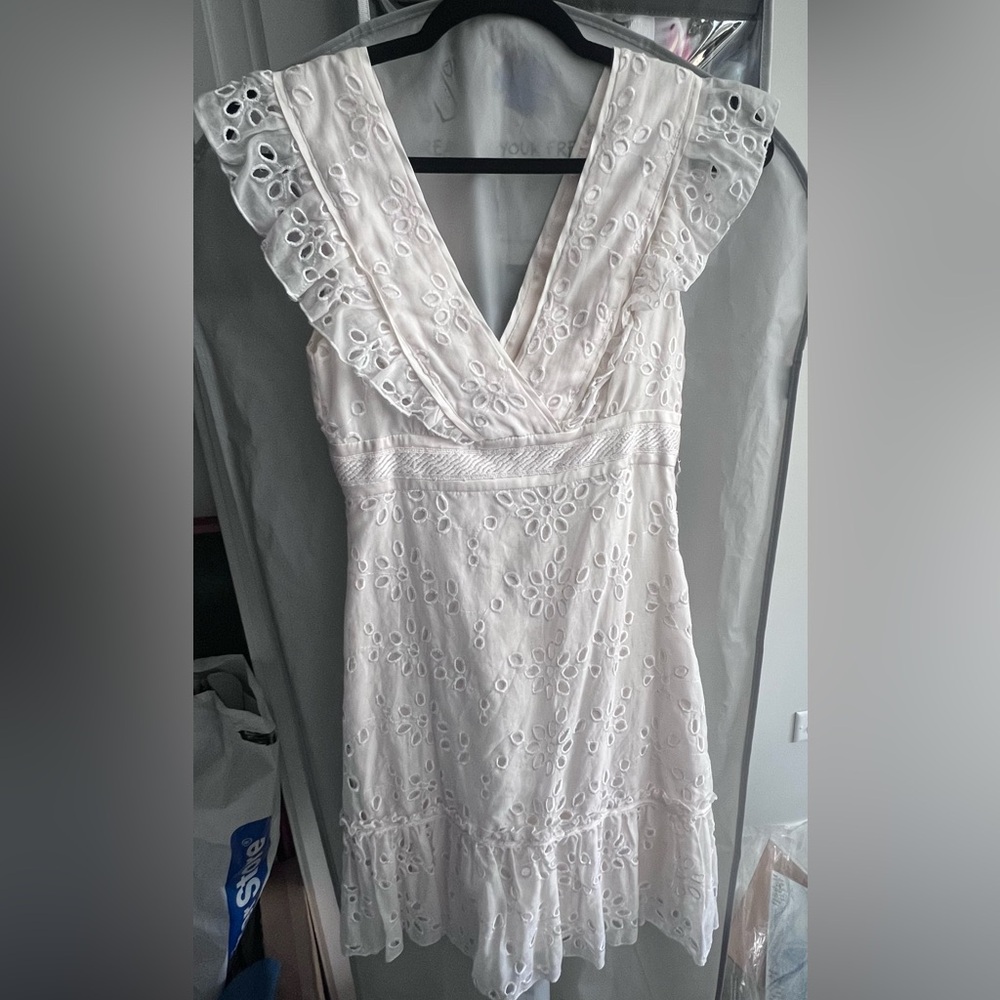 Bebe White Eyelet Mini Dress
